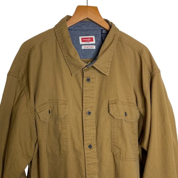 Wrangler Flex for Comfort Tan Long Sleeve Button Down Shirt Men's 3X Western - Picture 3 of 8